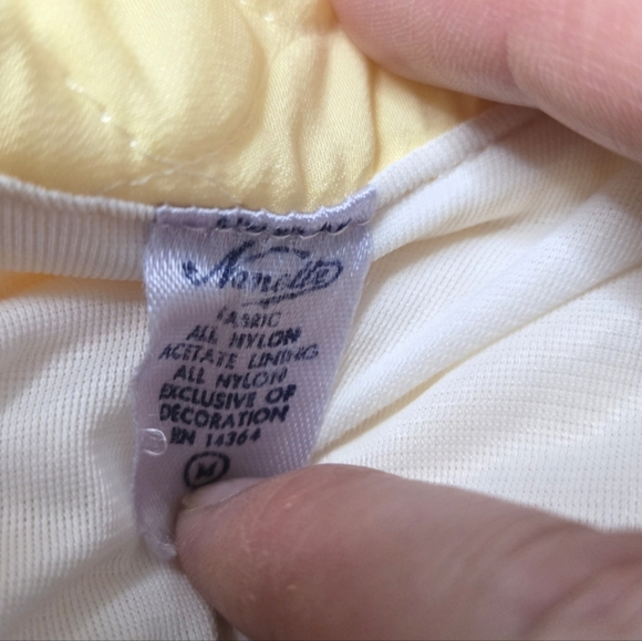 1960s Nanette? Quilted Yellow Blazer Open Jacket Tie Ribbon Size Medium - Picture 6 of 6